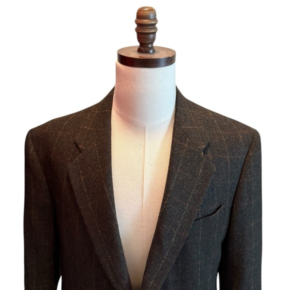 Evan Picone Men’s Wool Blazer Sport  Jacket Green Size 40S Check Vintage Office - Picture 2 of 12